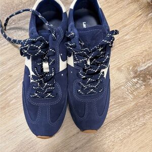 Larroude Deep Blue and White Sneakers